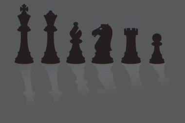 Siyah Satranç Parçaları Siluet Vektörü