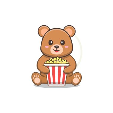 Tatlı ayı patlamış mısır yiyor.