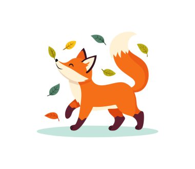 Şirin Tilki yapraklarla oynuyor.