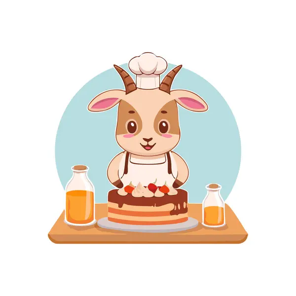 Tatlı keçi kek pişiriyor.