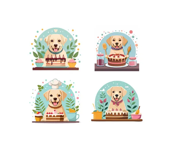 Tatlı Labrador Retriever kek pişiriyor.