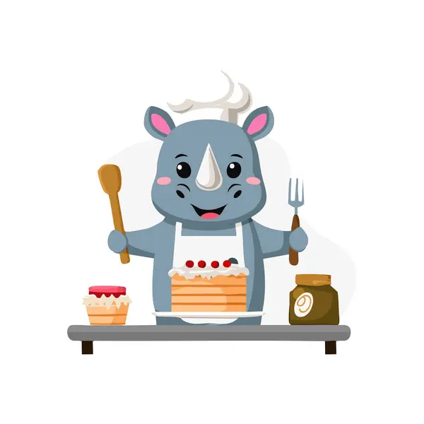 Tatlı Gergedan kek pişiriyor.