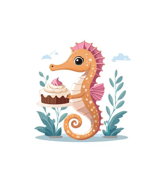 Tatlı denizatı kek pişiriyor.