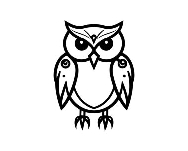 Siyah beyaz Sayborg Baykuş logosu