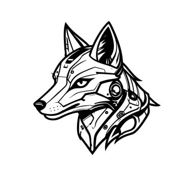 Siyah-beyaz Cyborg Kızıl Tilki logosu