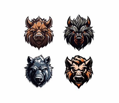 Maskot logosu Yaban domuzu beyaz arka plan