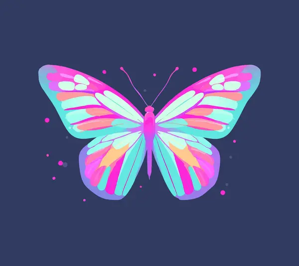 Hologram Dijital Kelebek illüstrasyon tasarımı