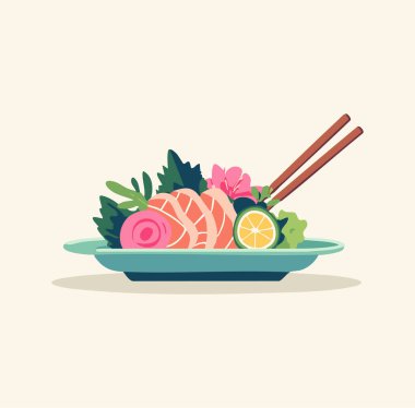 Illustration Sashimi Platter with Chop