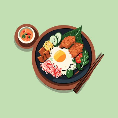 Nasi Uduk ve kızarmış tavuk.