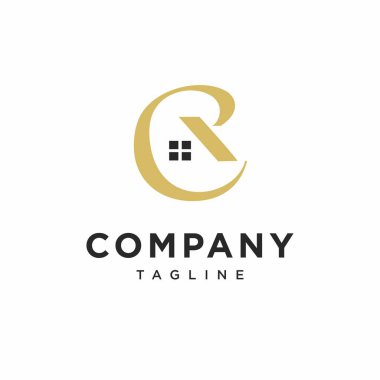 Harf C R Ev Logosu Simge Vektörü