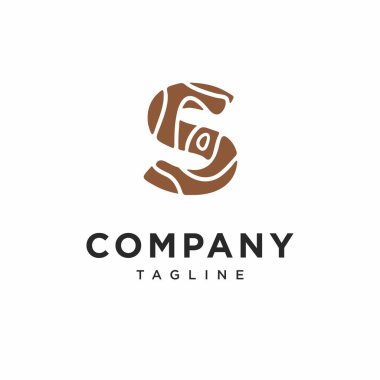 S Harfi Tahta Logo Simgesi Vektörü