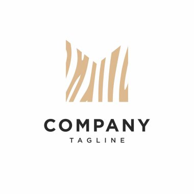  M harfi Wood Logo Simgesi Vektörü