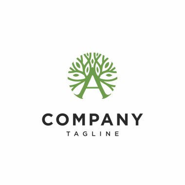 Harf A Çember Ağaç Logosu Simge Vektörü / Çember Ağaç Logosu Simgesi Simgesi Vektörü