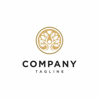 Aşk Ağacı Logosu Simgesi Vektörü