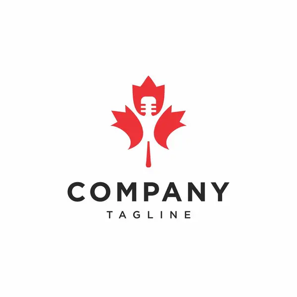 Mapple Leaf Podcast Logo Simgesi Vektörü / Mapple Leaf Podcast Logo Vektörü.