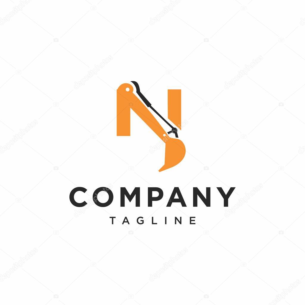 Letter N Excavator Logo Icon Vector/Letter N Excavator Logo Icon Vector