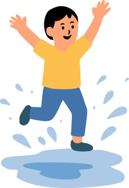 Bu vektör su birikintisinde oynayan bir çocuğu gösterir..