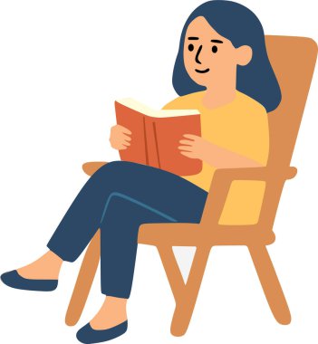 Bu vektör, oturup kitap okuyan bir kızı gösteriyor..
