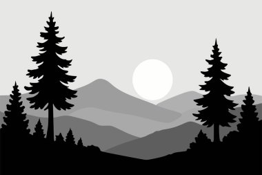 Bu vektör güzel bir dağ manzarası gösterir