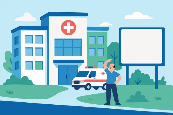 Hastanenin önündeki atmosfer.