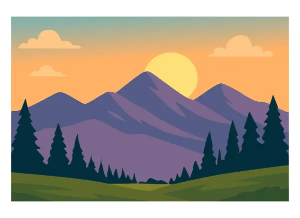 çok güzel dağları olan vektör manzarası