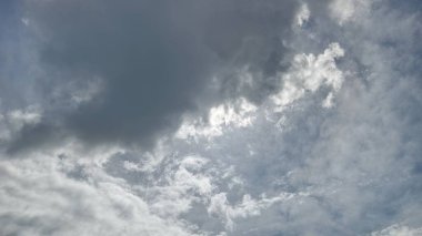 Mavi gökyüzü arka planında beyaz bulutlar, yaz günü.