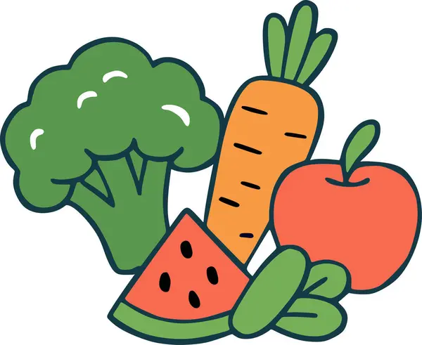 Bu vektör meyve ve sebzeleri gösterir