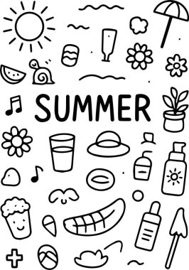 Bu vektör bir dizi yaz simgesini içerir