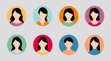 Basit kadın simgesi seti, üst vücut kadın dairesi varyasyonu