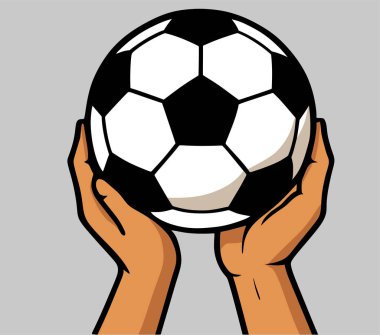 Bu vektörde bir el ve bir futbol topu var.