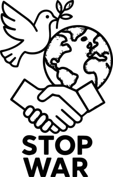 Bu vektör güçlü ve basit bir retro tasarım tarzında savaş karşıtı bir mesaj gösterir.