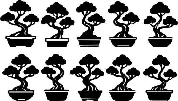 phon bongsai siluet vektörü ayarlandı