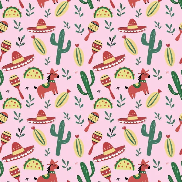 Taco, at ve kaktüs karnavalı Pembe arka plan Kusursuz