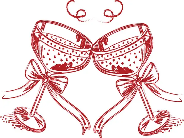 Romantik El Çizimi Kokteyl Gözlüğü Koleksiyonu Şerefe ve Aşk Konsepti