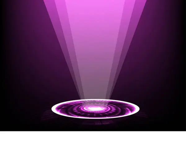 Parlayan mor dairesel arayüzlerin akışkan bir enerji dalgası ile bağlandığı canlı, fütüristik bir arkaplan. Bu yüksek teknoloji tasarımı yapay zeka, veri iletimi, sanal gerçeklik, ses dalgaları veya bilim-f ile ilgili kavramlar için idealdir.