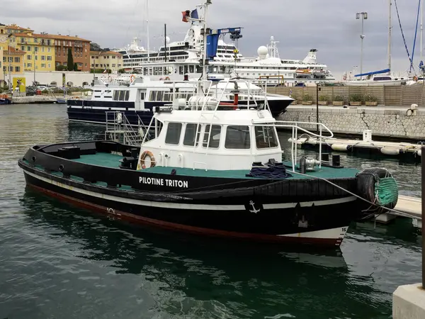 NICE, FRANCE - MAY 28, 2018:  Small pilot boat Triton in the Port de Nice