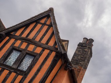 IPSWICH, SUFFOLK, UK - AUGUST 11, 2018:  Half Timbered house on the medieval Silent Street in the City centre