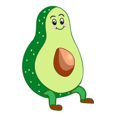Beyaz arkaplanda izole edilmiş komik avokado sebze çizimi - 1