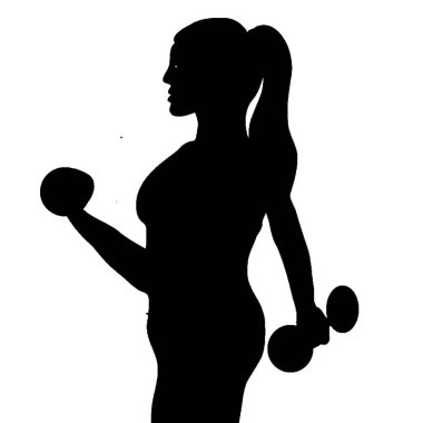 Kadın egzersiz yaparken halterler kaldırıyor ağır sporcu spor salonu konsept silueti - 1