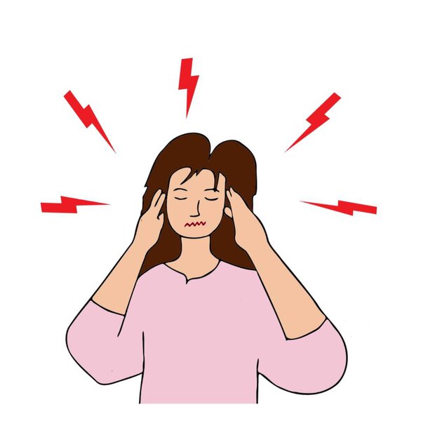 stressed female vector cartoon with hands on head emotionally drained depression illustration lifestyle - 1