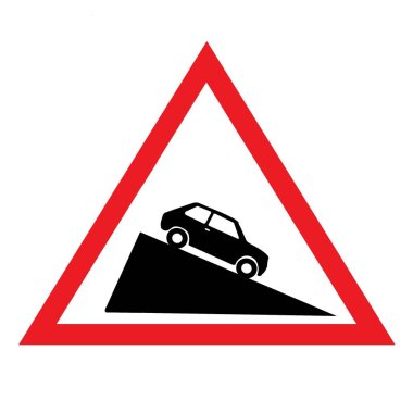 Dik iniş işareti yol kuralları trafik işareti tasarımı illüstrasyonuName