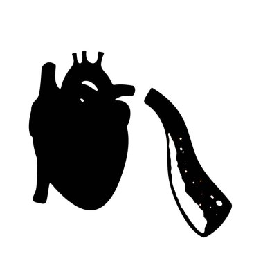 Kalp bloğu arter illüstrasyon plaka kolesterol kötü siyah siluet nedeniyle kan tıkanması