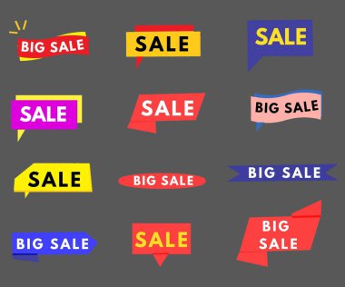 Satış duyuru pankartı koleksiyonu. Discopunt poster afişi. Pazarlama için kullanışlı.