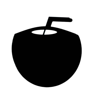 beyaz arkaplan siyah siluetinde izole edilmiş basit hindistan cevizi vektör dosyası