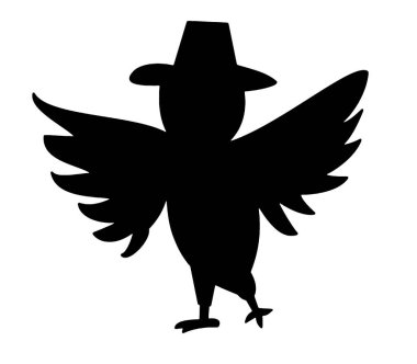 Baykuş şapkası takıyor ve çim çizgi film vektörünün üzerinde duruyor. Eşsiz bir siluet.