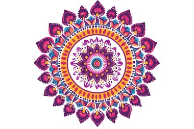 Mandala Desenli Vektör Resmini Beyaz Arkaplanda Canlı Renklerle SüsleName