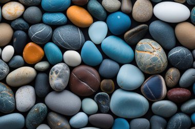 Pürüzsüz, renkli plaj taşları sakin ve dokulu bir arka plan yaratır. Spa, zen ya da doğa temalı tasarımlar için ideal. Mükemmel yakın çekim, doğal güzellikler ve sakinleştirici toprak renkleri sergiliyor..