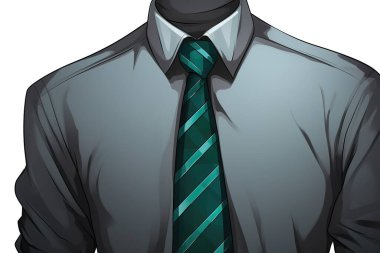 Beyaz yakalı, mavi çizgili bir kravat içeren resmi bir gömleğin zarif bir çizimi. İş, ofis ya da moda tasarım projeleri için mükemmel. Bu tarz grafikler profesyonel giysiler taşır..