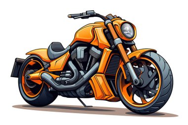 Canlı turuncu motosiklet çizimi, macera ve seyahat temaları için mükemmel bir modern vektör tasarımı. Bu ayrıntılı grafik, şehir tarzı, havalı, ideal, kalın çizgili özel bisiklet tasvir eder...