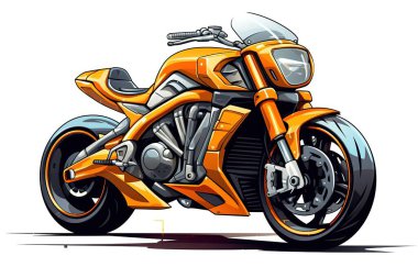 Turuncu bir motosikletin cesur ve modern bir tasarımı fütüristik bir tasarımı sergiliyor. Bu çarpıcı vektör grafiği kentsel ulaşım kavramları, grafik tasarım projeleri ve otomotiv temaları için mükemmeldir....